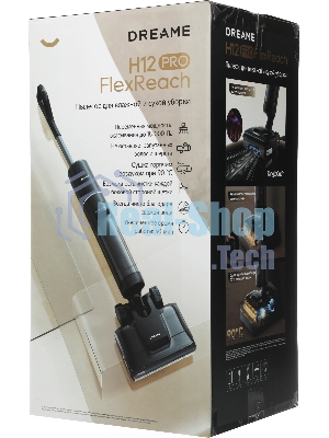 Пылесос вертикальный моющий Dreame H12Pro Flex Reach черный, питание от аккумулятора, 400 Вт, уборка влажная/сухая, пылесборник 0.7 л