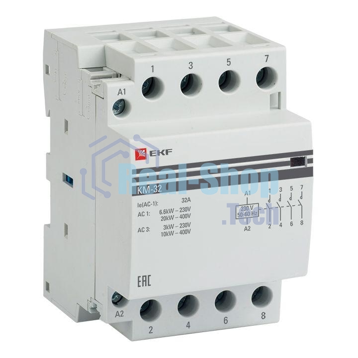 Контактор модульный КМ 32А 4NО (3 мод.) EKF km-3-32-40