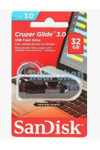Флешка USB Sandisk CZ600 Cruzer Glide (SDCZ600-032G-G35), 32Gb, USB 3.0, R/W 100/20, черный