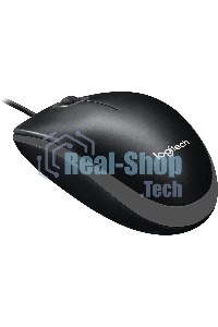 Мышь проводная Logitech B100 черный, 1000 dpi, USB, кнопки - 3