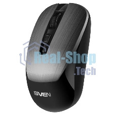 Мышь беспроводная SVEN RX-380W серый металлик, 1600 dpi, радиоканал, USB, кнопки - 4