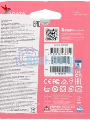 Флешка USB ADATA UV240 (AUV240-32G-RRD), 32Gb, USB 2.0, R/W 15/5, красный