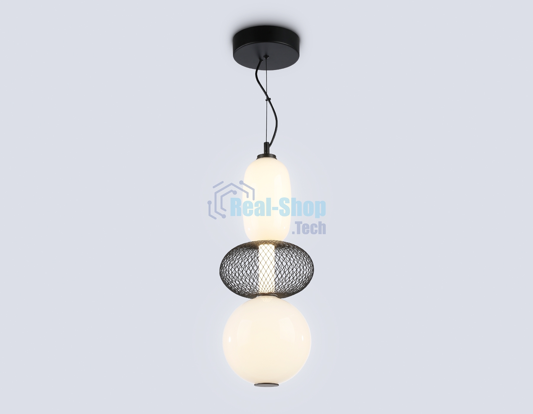 Подвесной светодиодный светильник Ambrella light LH11008 BK/FR черный/белый матовый 24W 3000K D220*570