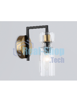 Настенный светильник Ambrella light LH56119 BK/BS/CL черный/латунь/прозрачный E14 max 40W 150*100*210