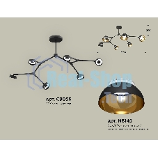 Светильник Ambrella light XB9056101/6 SBK/PYG/CL черный песок/золото желтое полированное/прозрачный GX53 (C9056, N8145)