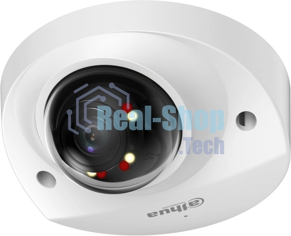 Уличная мини-купольная IP-видеокамера SmartDualLight Dahua DH-IPC-HDBW2449FP-AS-IL-0280B 4Мп, 1/2.9” CMOS, объектив 2.8мм, видеоаналитика, микрофон, ИК 30м, LED 30м, IP67, металл