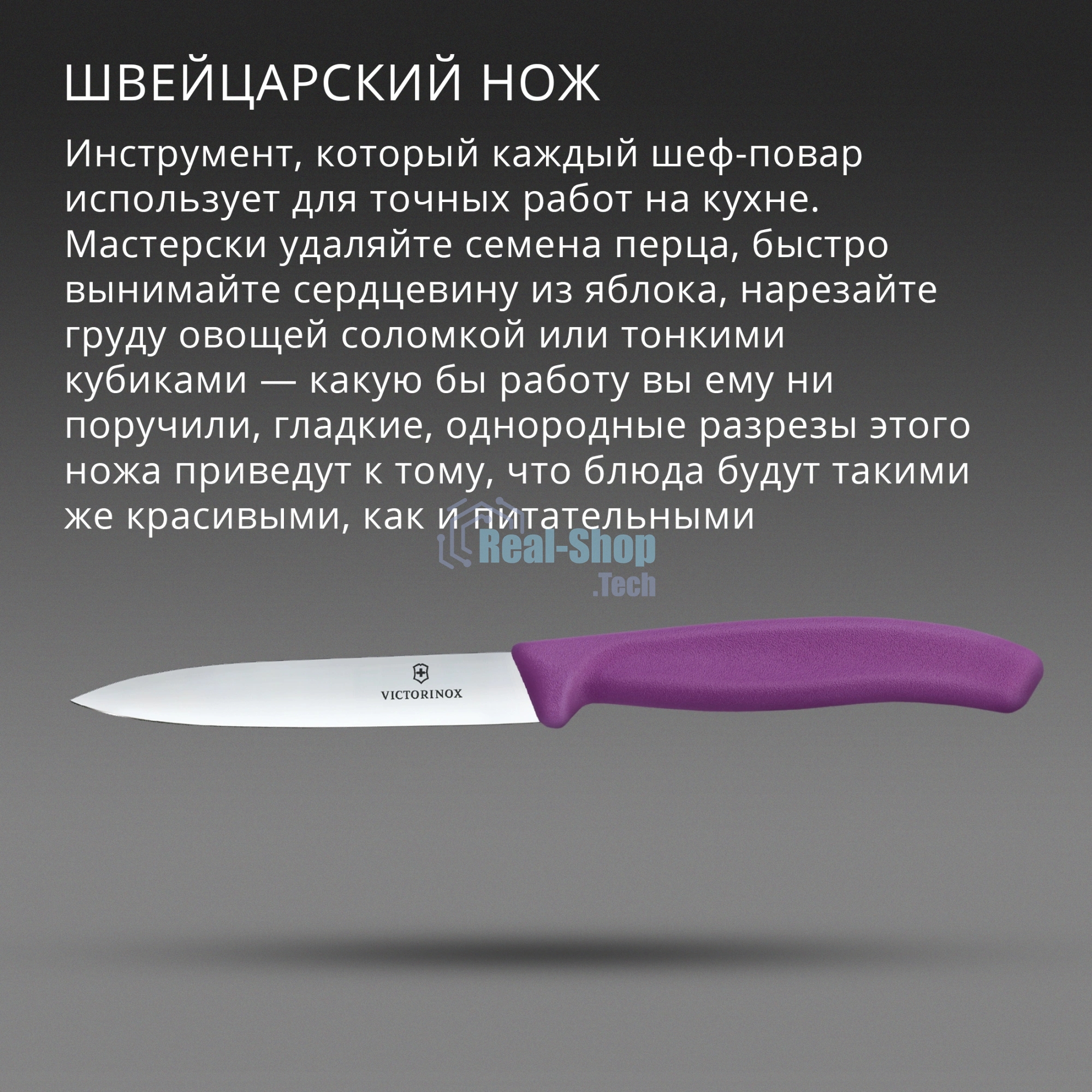 Нож кухонный Victorinox Swiss Classic (6.7705.C1) для овощей лезв. 100 мм прямая заточка пурпурный