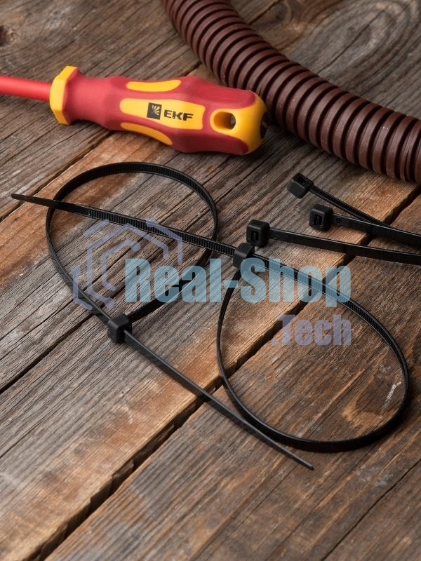 Хомут кабельный 4.8х400 нейл. черн. (уп.100шт) EKF plc-cb-4.8x400