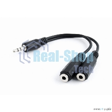 Кабель разветвитель аудио сигнала Cablexpert CCA-415-0.1M, Jack3.5 папа->2х Jack3.5 мама 10 см, черный