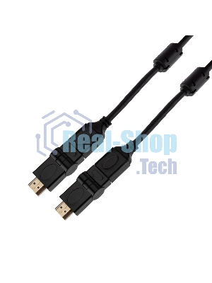 Шнур Rexant HDMI - HDMI с фильтрами, длина 2 метра, угловой 360° (GOLD) (PVC пакет)