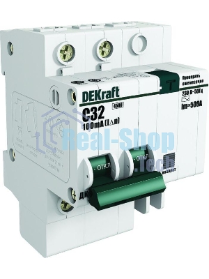 Выключатель автоматический дифференциального тока DEKraft 2п C 32А 30мА тип AC 4.5кА ДИФ-101 4.5мод. DeKraft 15006DEK