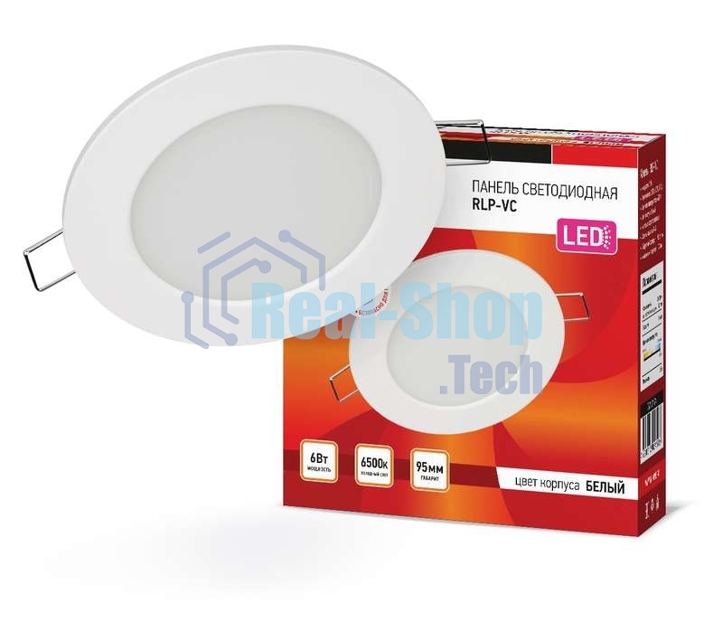 Светильник светодиодный RLP-VC 6Вт 230В 6500К 420лм 95мм IP40 панель круглая бел. IN HOME 4690612024516