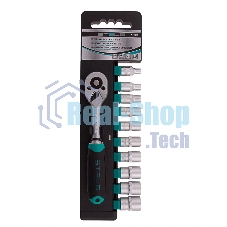 Набор головок STELS 14125 набор торцевых головок 1/4'' головки 4 - 13мм с трещот. ключом crv 11пр.