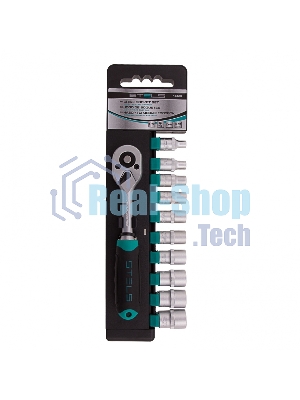 Набор головок STELS 14125 набор торцевых головок 1/4'' головки 4 - 13мм с трещот. ключом crv 11пр.