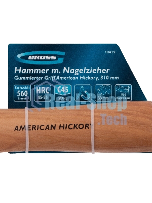 Молоток-гвоздодер Gross AMERICAN HICKORY 560 г, угол 75, магнит, обрезиненная рукоятка