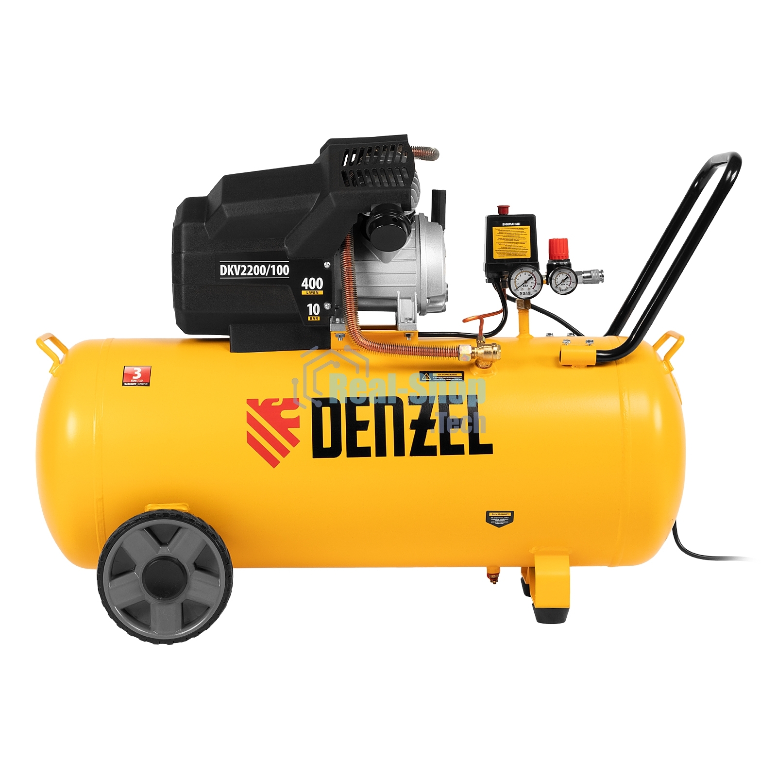 Компрессор воздушный Denzel DKV2200/100,Х-PRO (58079) 2.2 кВт, 400 л/мин, 100л