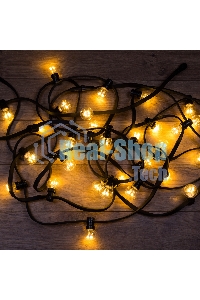 Гирлянда Neon-night LED Galaxy Bulb String 10м, черный каучук, 30 лампx6 LED теплый белый, влагостойкая IP65