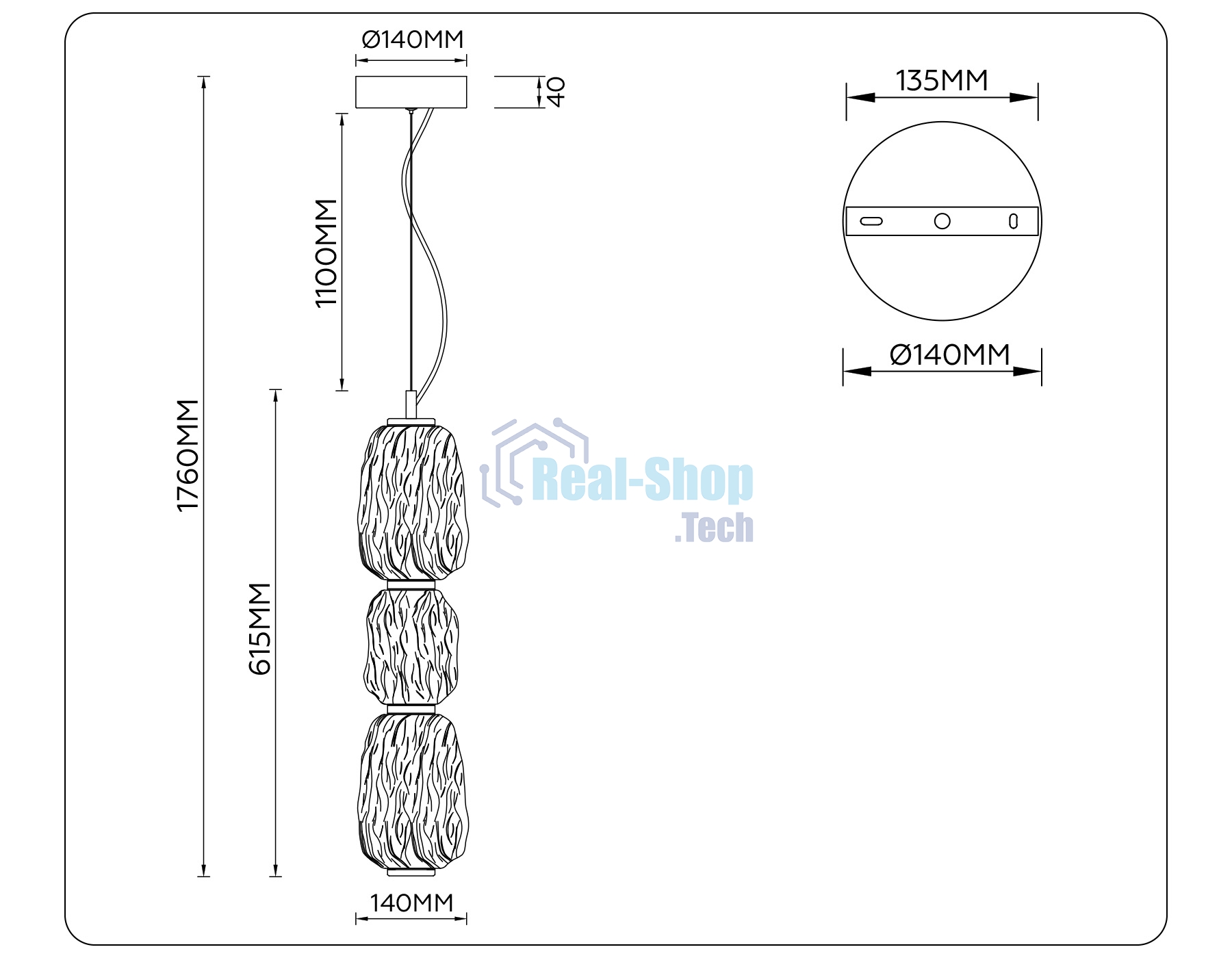 Подвесной светодиодный светильник Ambrella light LH30102 SB/TI бронза/янтарь 23W 3000K 140*140*1760