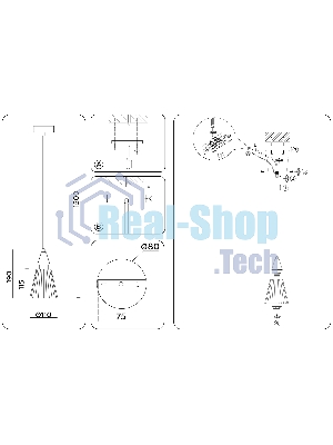 Светильник Ambrella light LH58111 BK/LW/SM черный/светлое дерево/дымчатый E14 max 40W D110*1500