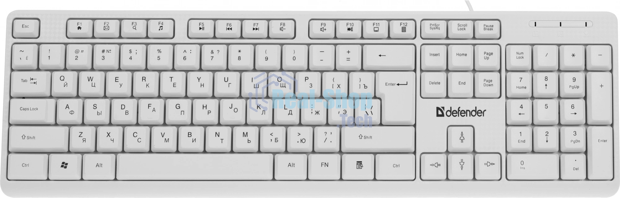 Комплект клавиатура+мышь Defender Motion C-977 проводной, USB, 1600 DPI, белый