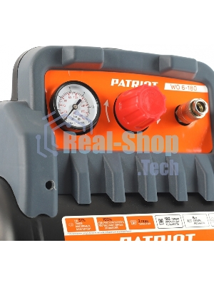 Компрессор поршневой Patriot WO 6-180 безмасляный 180л/мин 6л 1100Вт черный/оранжевый