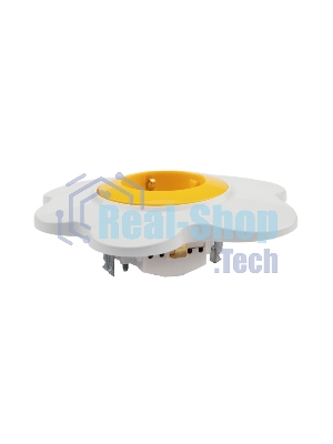 Розетка одноместная Kranz HAPPY Яичница скрытой установки, с заземлением и защитными шторками, желтая/белая