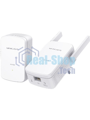 Комплект гигабитных Wi-Fi адаптеров Mercusys Powerline AV1000 Powerline kit with 300Mbps Wi-Fi, plug and play, up to 300 meters over an existing electrical circuit, the kit includes a MP510 and a MP500.
