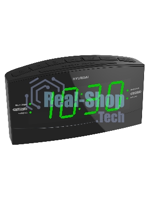 Радиобудильник Hyundai H-RCL238 черный LCD подсв:зеленая часы:цифровые FM