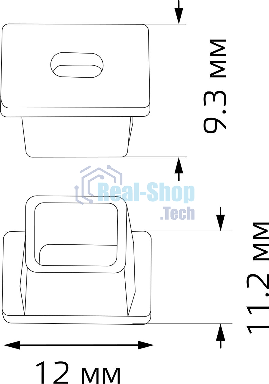Заглушки для врезного профиля светодиодной ленты гл. 12мм (2 заглушки в пакете)