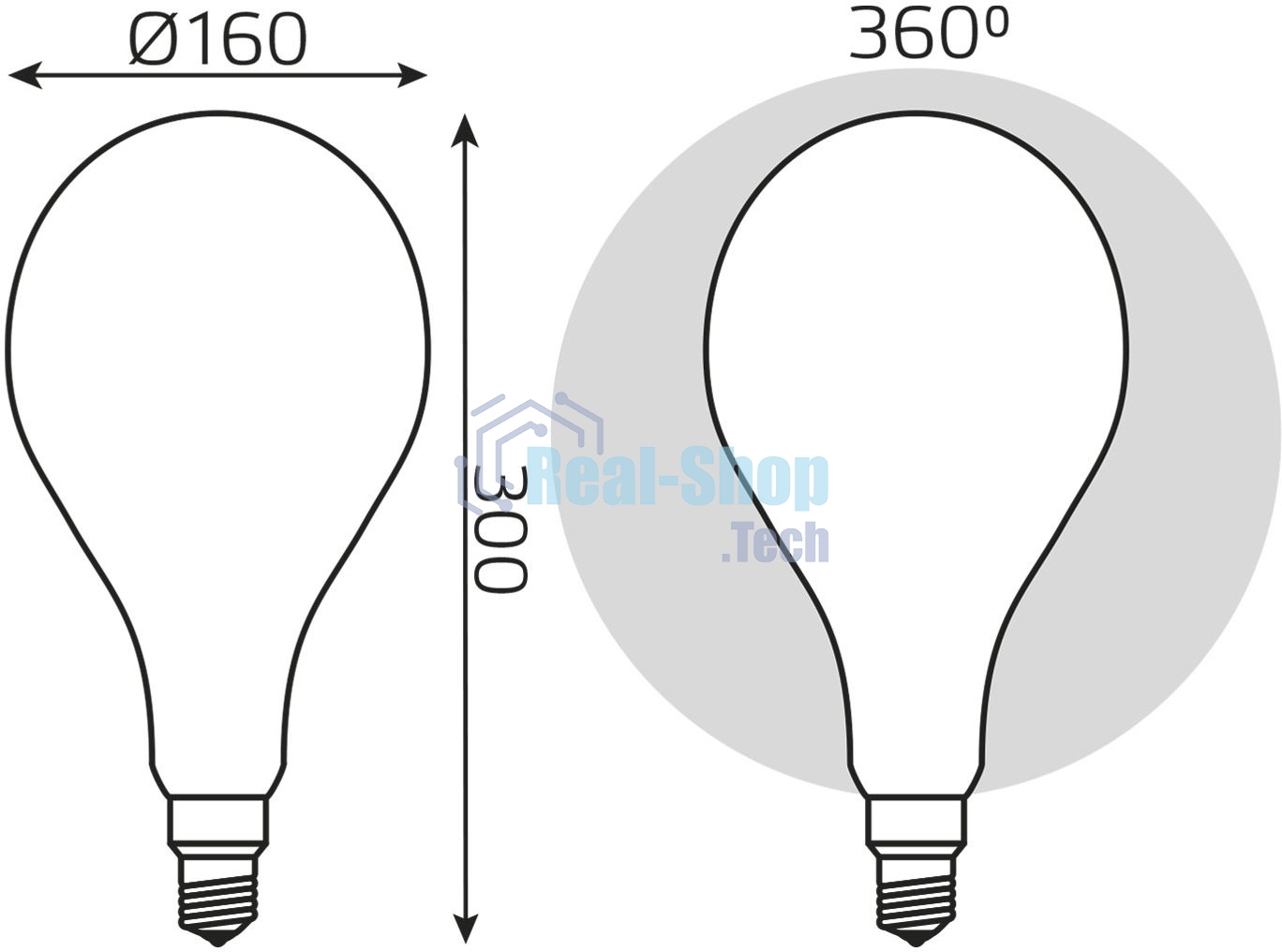 Лампа cветодиодная Gauss Filament А160 10W 890lm 4100К Е27 milky диммируемая LED