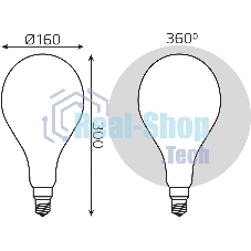 Лампа cветодиодная Gauss Filament А160 10W 890lm 4100К Е27 milky диммируемая LED