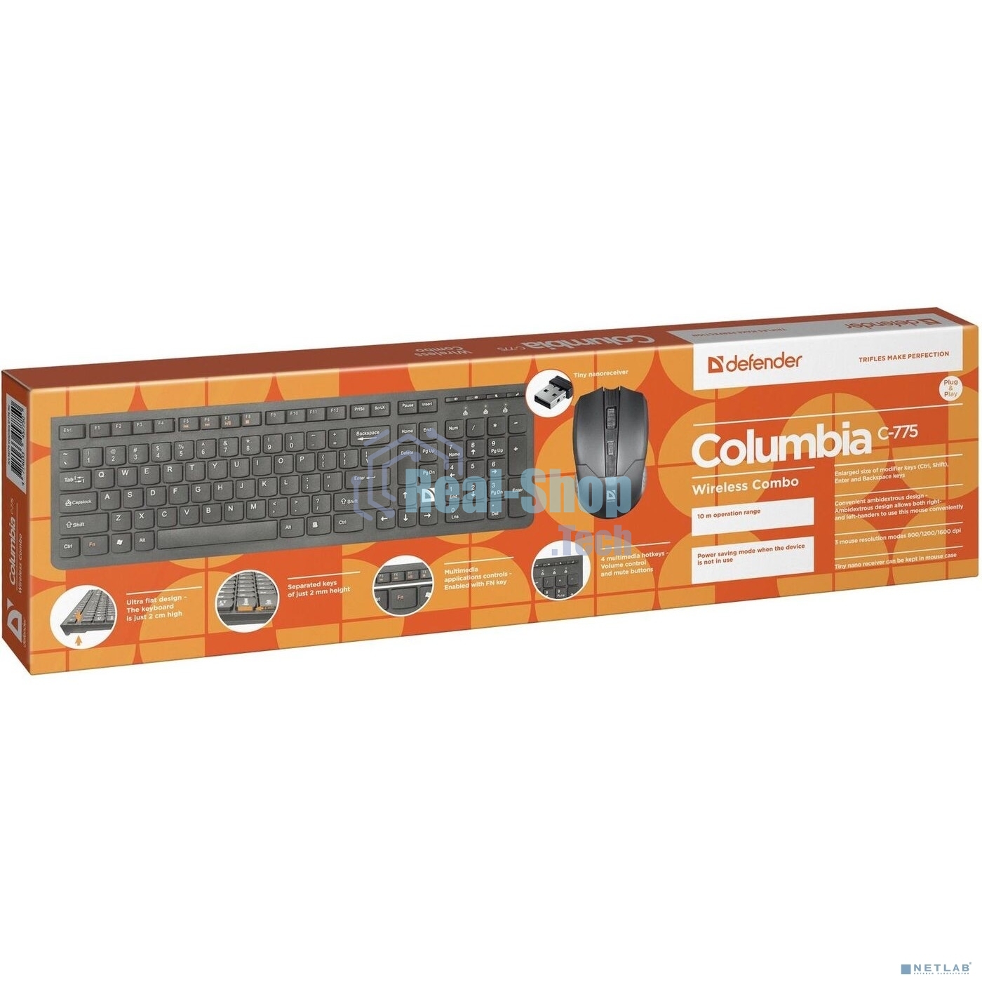 Комплект беспроводной клавиатура/мышь Defender COLUMBIA C-775 RU черный