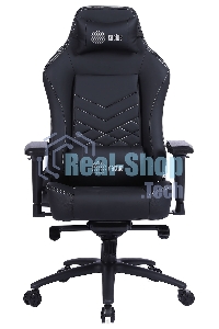 Кресло игровое Cactus CS-CHR-0112BL черный, сиденье черный, эко.кожа, с подголов. крестовина металл, пластик черный