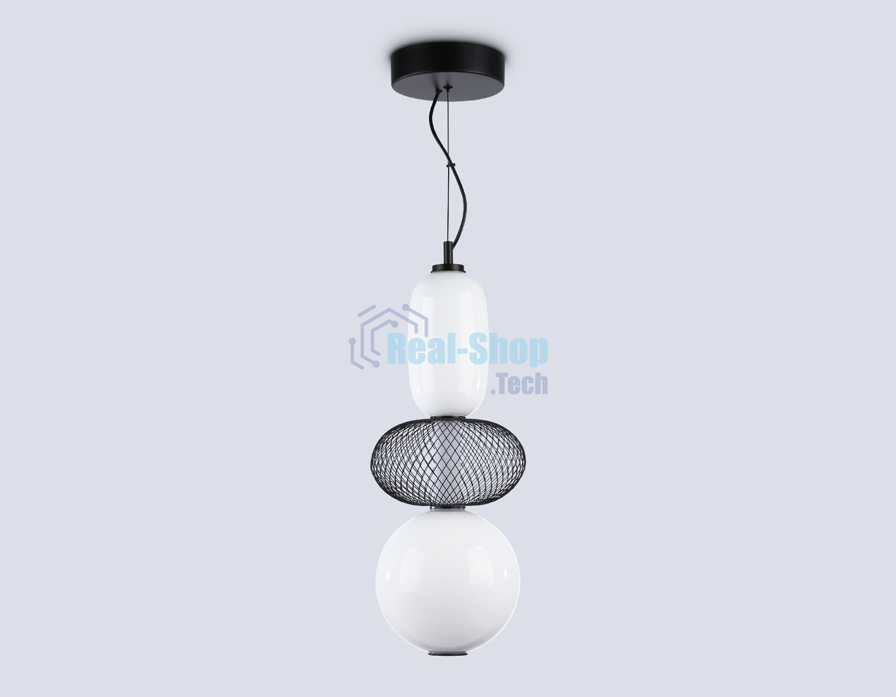 Подвесной светодиодный светильник Ambrella light LH11008 BK/FR черный/белый матовый 24W 3000K D220*570