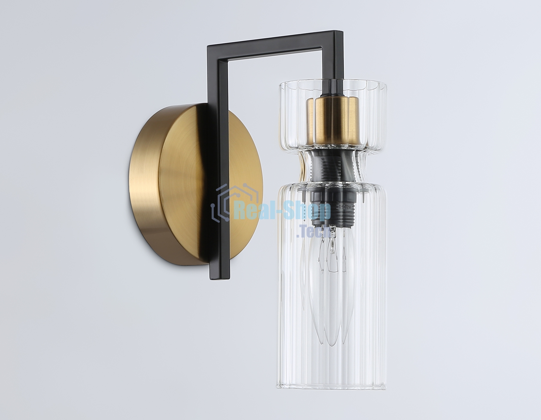 Настенный светильник Ambrella light LH56119 BK/BS/CL черный/латунь/прозрачный E14 max 40W 150*100*210