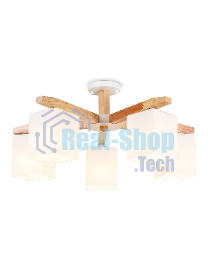 Светильник Ambrella light TR83118/5 WH/LW белый/светлое дерево E27/5 max 40W D700*325