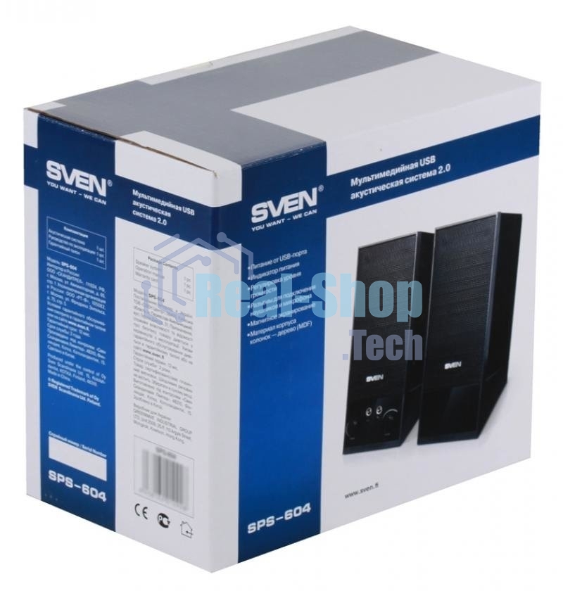 Акустическая система Sven SPS-604 2.0 черный 4Вт