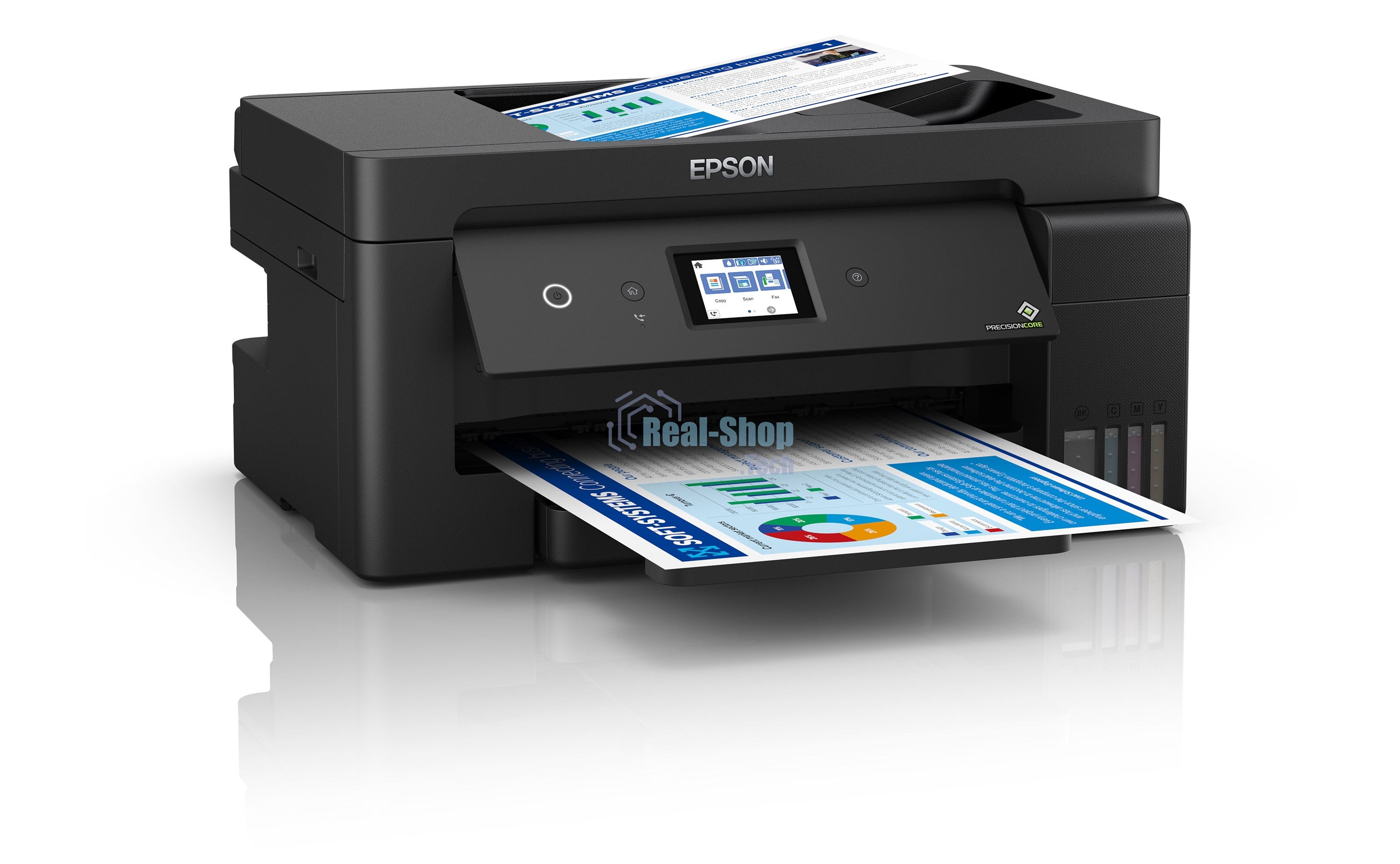 МФУ струйное Epson L14150, (C11CH96404/C11CH96505/C11CH96403/C11CH96502/C11CH96507), A3, цветной, печ. 38 стр/мин (ч/б) 24 стр/мин (цв.), 1200 x 4800 dpi (печать) 1200x2400dpi (скан.), USB, RJ-45, Wi-Fi