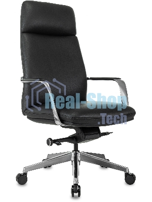 Кресло руководителя Бюрократ VEGA черный кожа крестов. алюминий