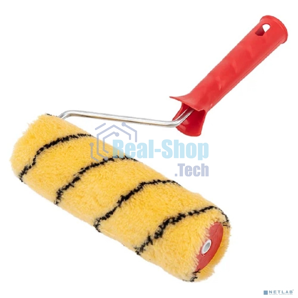 Валик Rexant полиакрил желтый с черной полосой, ворс 11 мм, ширина ролика 180 мм, бюгель 6 мм, Ø 42 мм