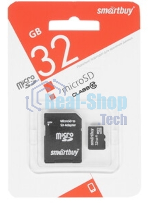 Флеш карта Micro SDHC 32Gb Smartbuy Class 10, адаптер в комплектеLE
