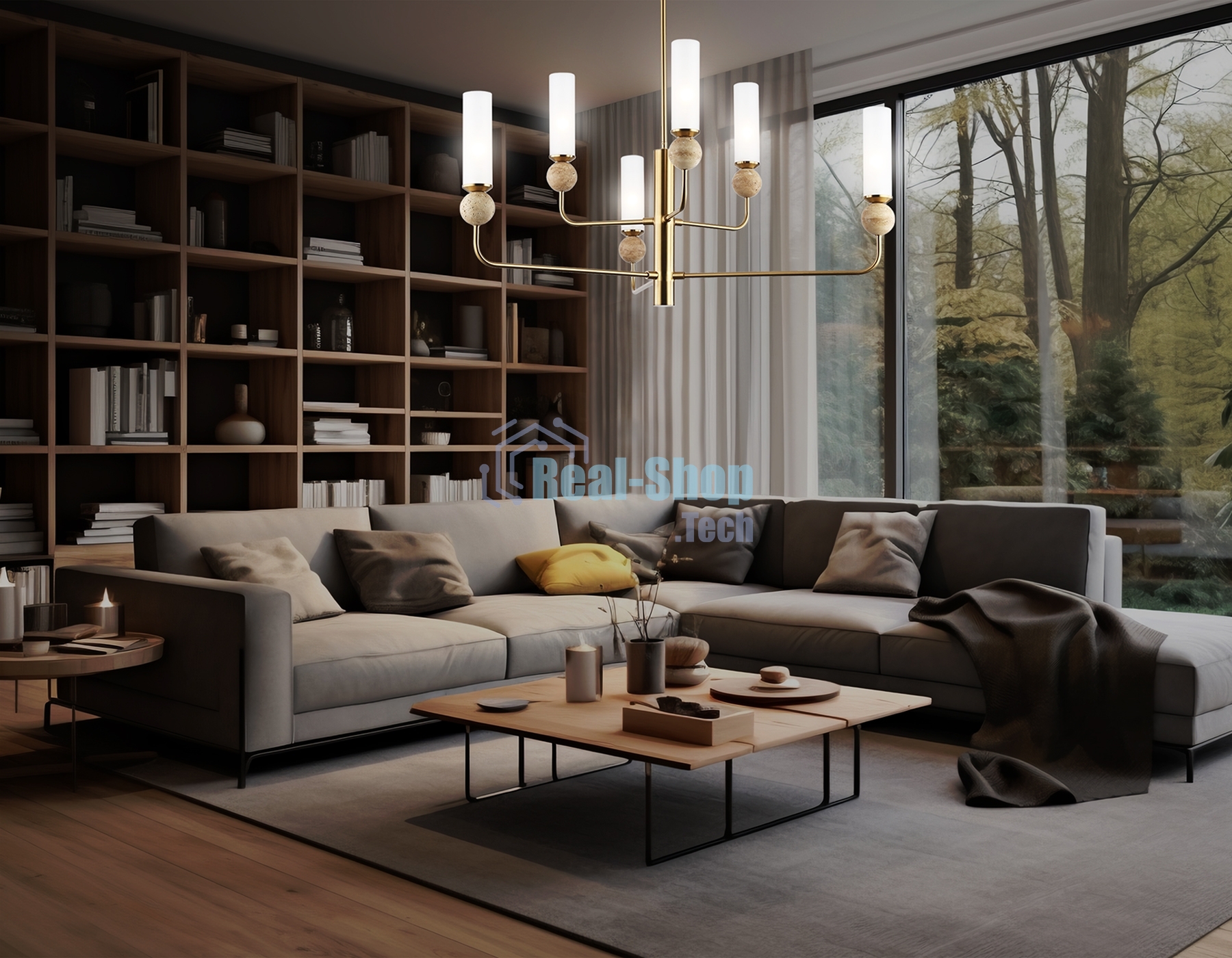Люстра Ambrella light LH53251/6 BS/FR латунь/белый матовый E14*6 max 40W D1050*1445