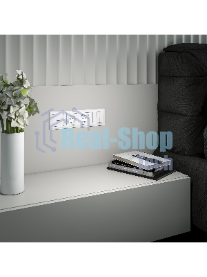 Розетка с заземлением, шторками и USB тип A+C (белый)