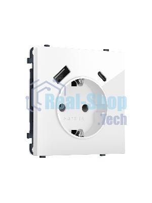 Комплект механизма электрической розетки SIGMA Белый глянец 2USB A+C 20W (быст. зар.) с/з с/ш 16A-250V QUANT PRO (SP1100, PR160)