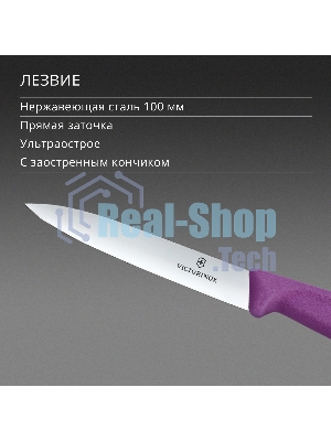 Нож кухонный Victorinox Swiss Classic (6.7705.C1) для овощей лезв. 100 мм прямая заточка пурпурный