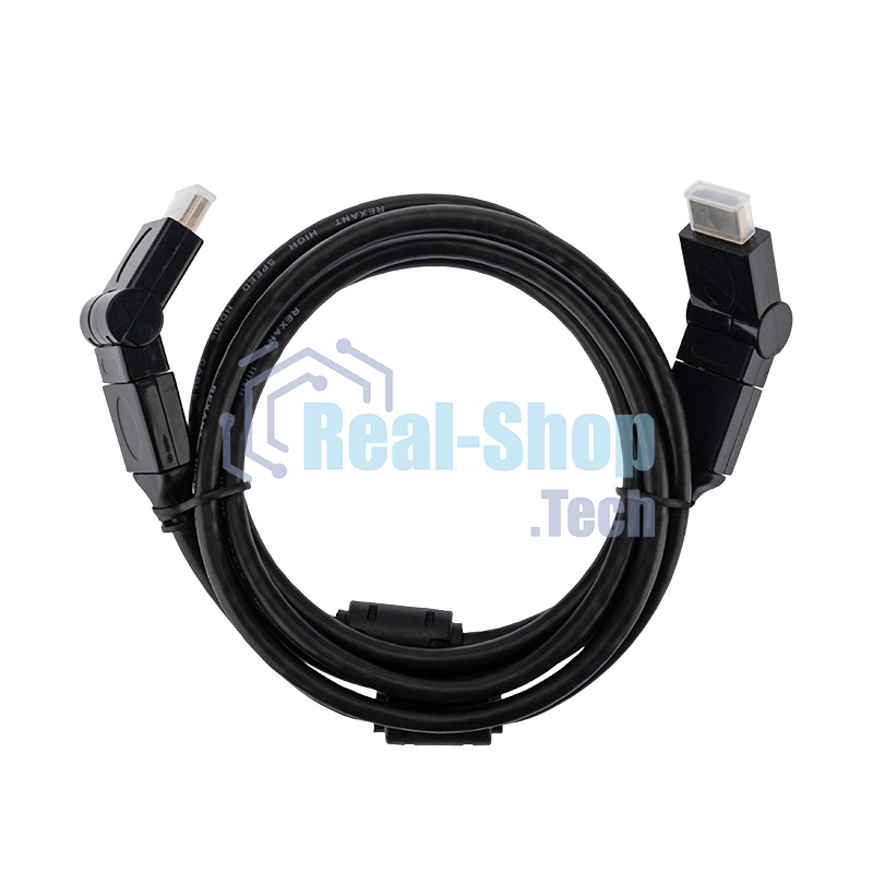 Шнур Rexant HDMI - HDMI с фильтрами, длина 2 метра, угловой 360° (GOLD) (PVC пакет)