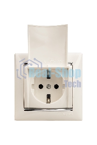 Розетка Valena с заземлением с крышкой (белая)