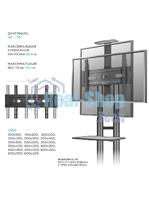 Мобильная стойка ONKRON TS1551 черный
