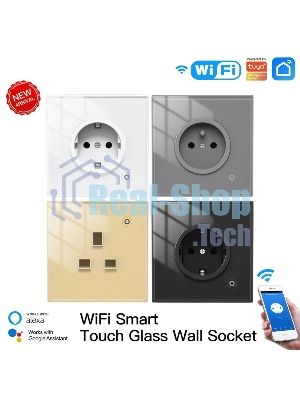 Розетка 1-пост. MOES Smart Socket WK-EU, Wi-Fi, 95-250 В, 16А, встраиваемая IP20, шторки + ЗК, белая