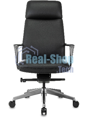 Кресло руководителя Бюрократ VEGA черный кожа крестов. алюминий